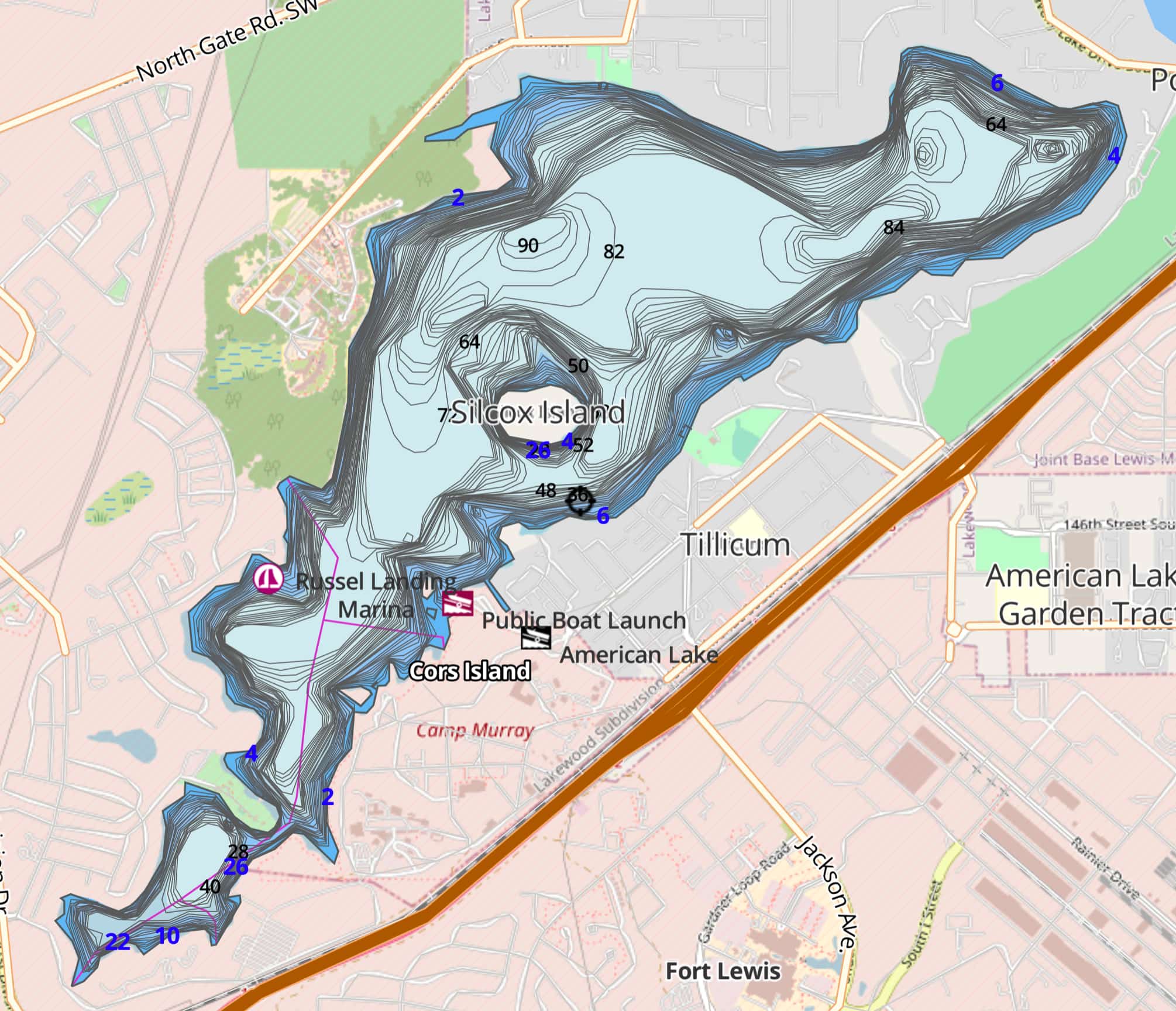 Bathymetric Image of American Lake