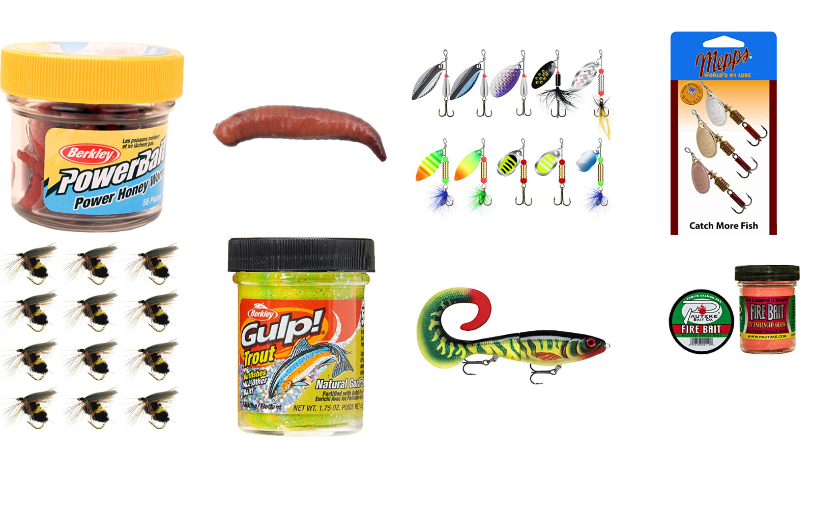 Image of Comprehensive list for bait options for stocked rainbow trout, including artificial and natural options.