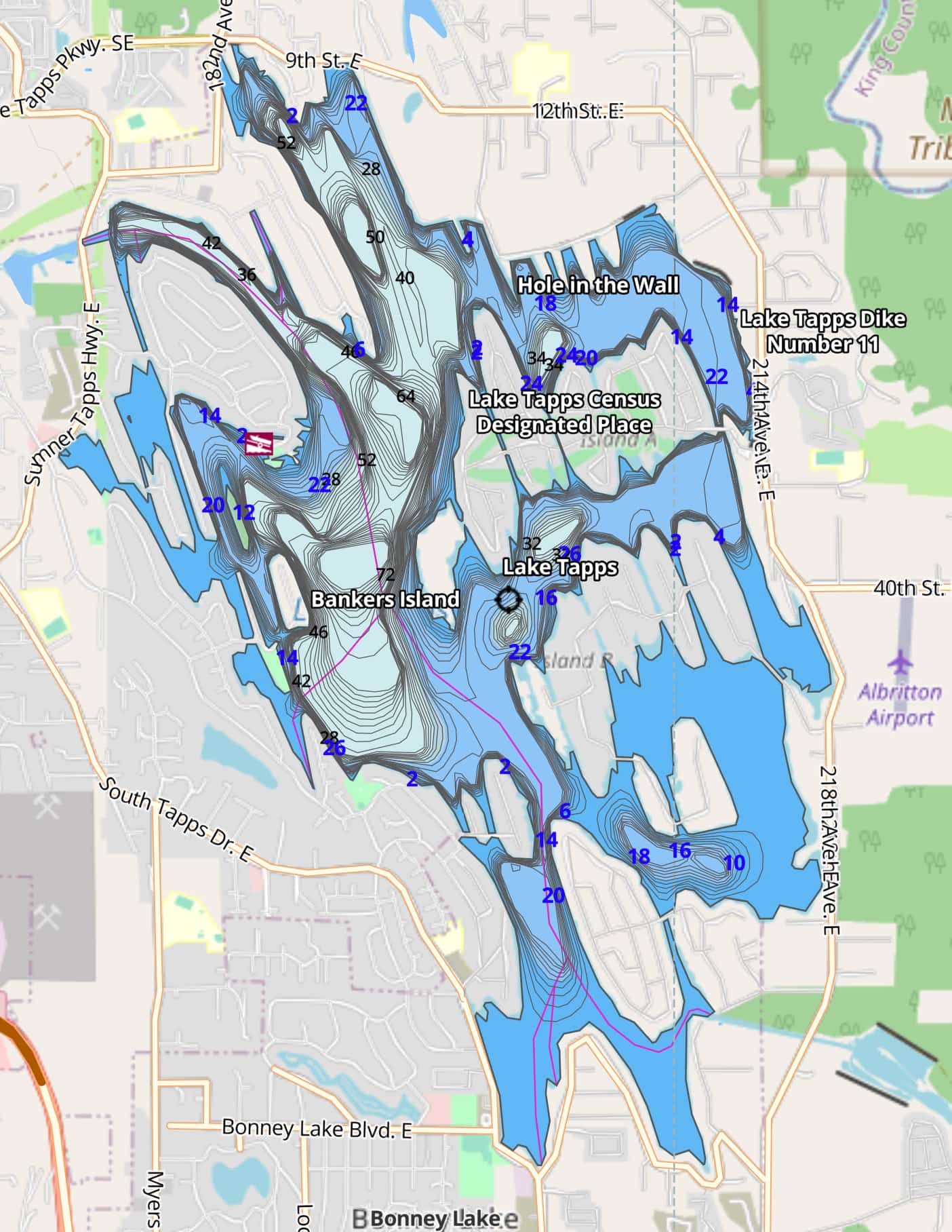 Bathymetric Image of Lake Tapps